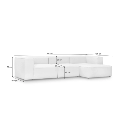 Grau Luss 3-Sitzer modular Ecke 320x160 cm boucle I MONONI.PL