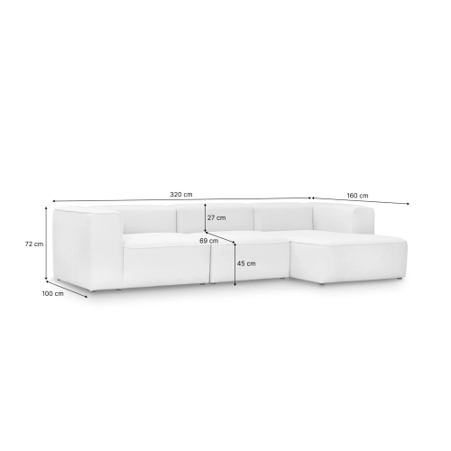 Grau Luss 3-Sitzer modular Ecke 320x160 cm boucle I MONONI.PL