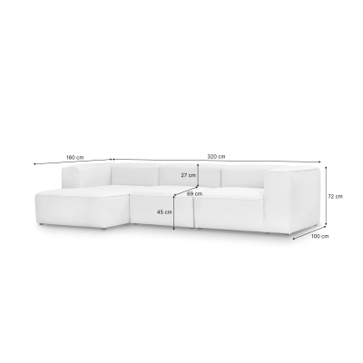 Luss 3-sitziges modulares Schlafsofa 300x160 cm, beige I MONONI.PL