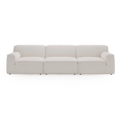 Großes weißes modulares Sofa Look 6-Sitzer 300x103 cm Chenille