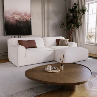 L Look 3-sitziges modulares Ecksofa 245x160 cm weiß Chenille