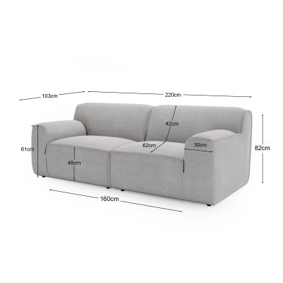 Look modulares Sofa, 220x103 cm, creme-beige Chenille I MONONI.PL