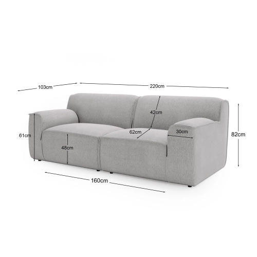 Sofa modułowa  Look, 220x103 cm, śmietankowy beż szenil I MONONI.PL