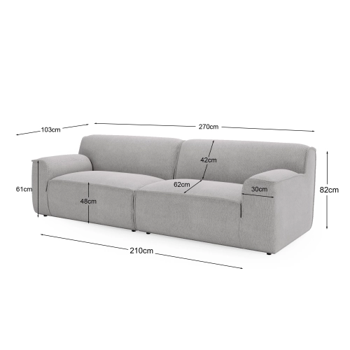 Modulares Sofa Look 4 Sitzer 270x103 cm beige Chenille I MONONI.PL