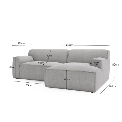 L Look 3-sitziges modulares Ecksofa 245x160 cm weiß Chenille