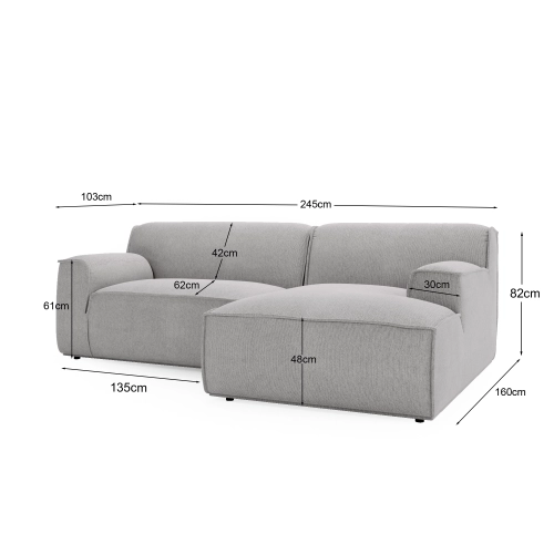 L Look 3-sitziges modulares Ecksofa 245x160 cm weiß Chenille