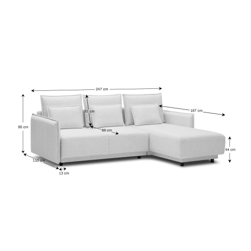 Klappbares Schlafsofa 247x187cm Lorena grau gestrickt MONONI.PL