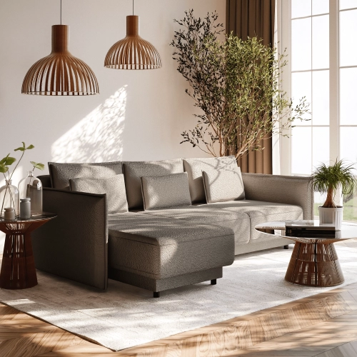 Klappbares Schlafsofa 247x187cm Lorena grau gestrickt MONONI.PL