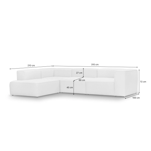 Narożnik modułowy Luss 310x210 cm śmietankowy beż boucle | MONONI.PL