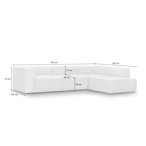 Modulares 4-Sitzer Schlafsofa 310x210 Luss hellgrau Chenille