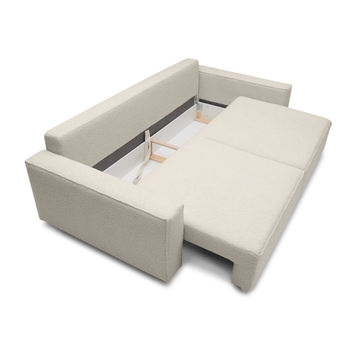 Sofa mit Schlaffunktion 251x119 cm Moyo hellbeige boucle I MONONI.PL