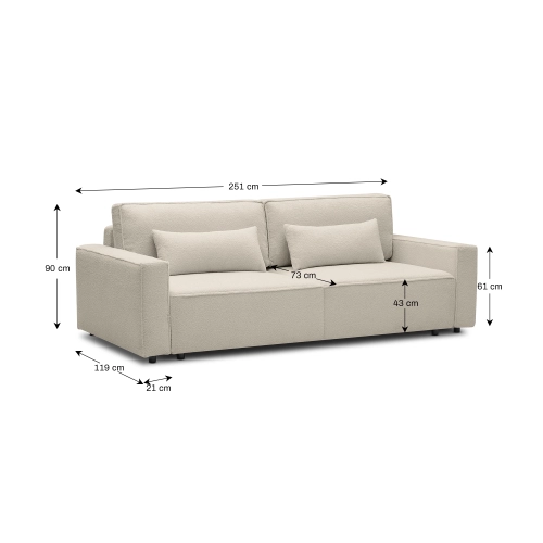 Sofa z funkcją spania 251x119 cm Moyo oliwkowa zieleń I MONONI.PL