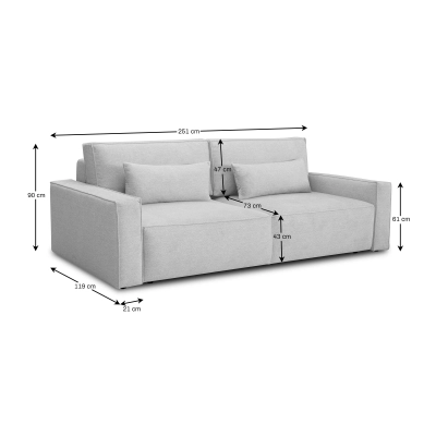 Sofa z funkcją spania 251x119 cm Moyo jasnoszary dzianina | MONONI.PL