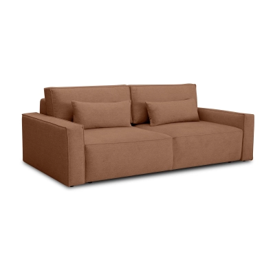 Sofa mit Schlaffunktion 251x119 cm Moyo korallenfarbener Strickstoff