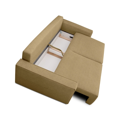 Sofa z funkcją spania 251x119 cm Moyo musztardowa dzianina | MONONI.PL