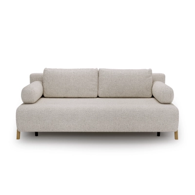 Boucle Sofa mit Schlaffunktion Chillo 215x105 cm abnehmbare Armlehnen creme beige