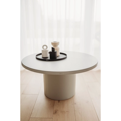 Tuba Walec stolik kawowy fi 80 cm z kamiennym blatem