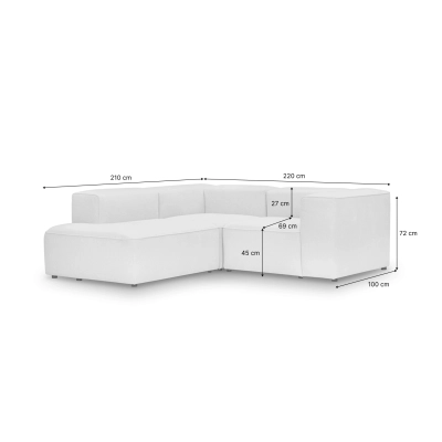 Modernes kleines Ecksofa 220x210cm Luss hellgrau Chenille |MONI.PL