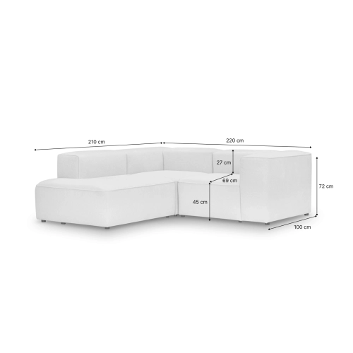 Modernes kleines Ecksofa 220x210cm Luss hellgrau Chenille |MONI.PL