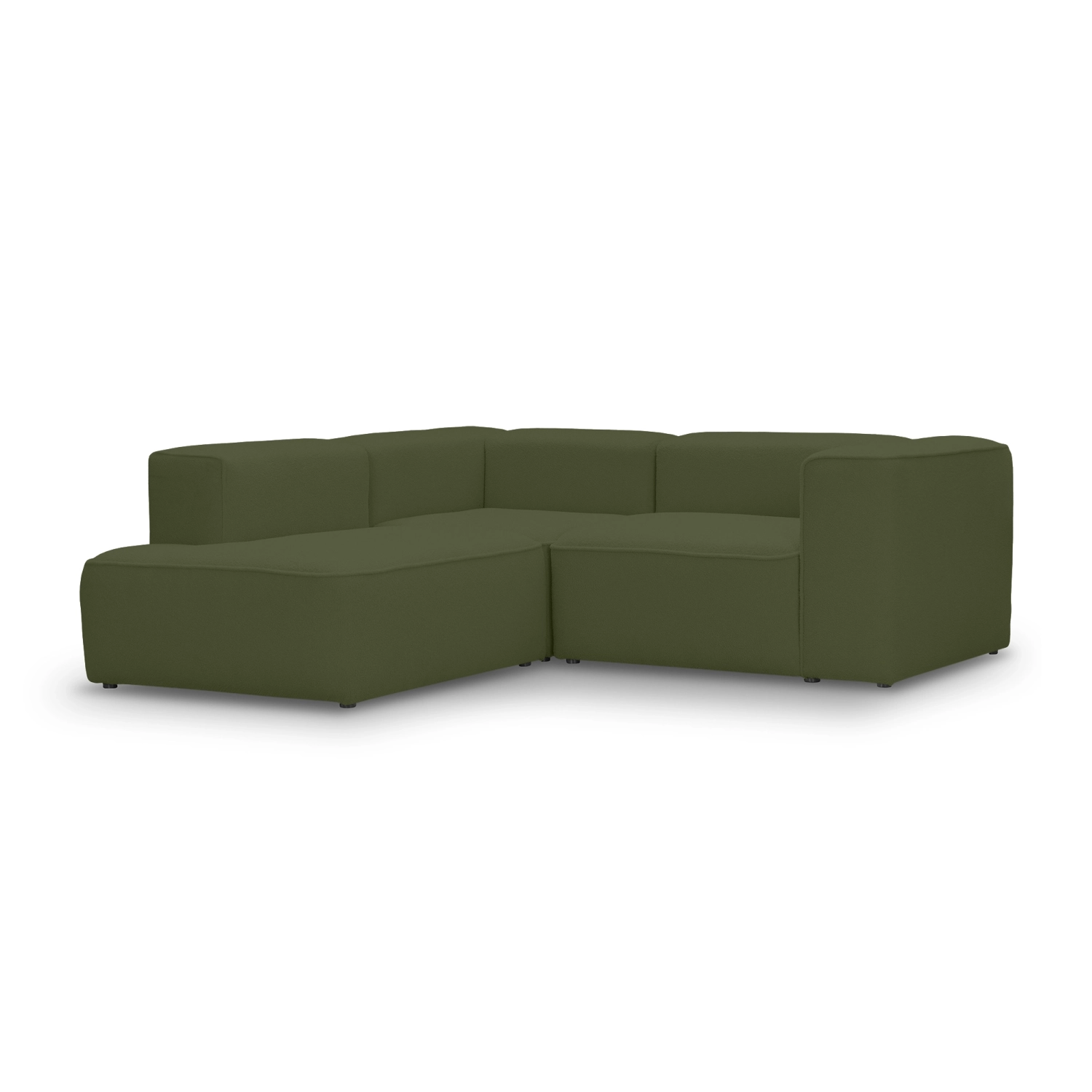 Mały narożnik 220x210 cm Luss oliwkowy boucle I MONONI.PL