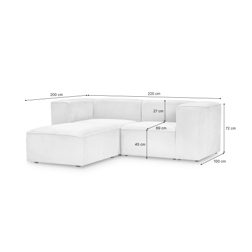 Nowoczesny narożnik modułowy 220x200 cm Luss taupe sztruks | MONONI.pl