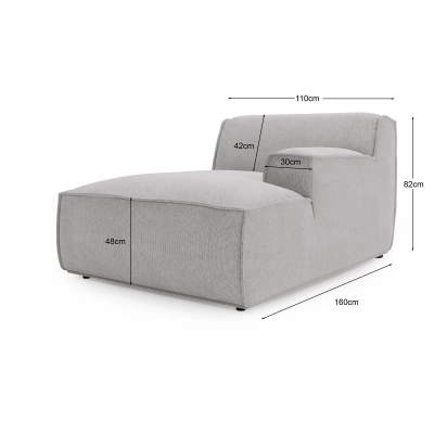 S 110x160 cm Look Chaise Longue mit Armlehne beige Chenille |MONI.PL