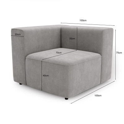 Seitenmodul Luss L 90 mit Armlehne, boucle I MONONI.PL