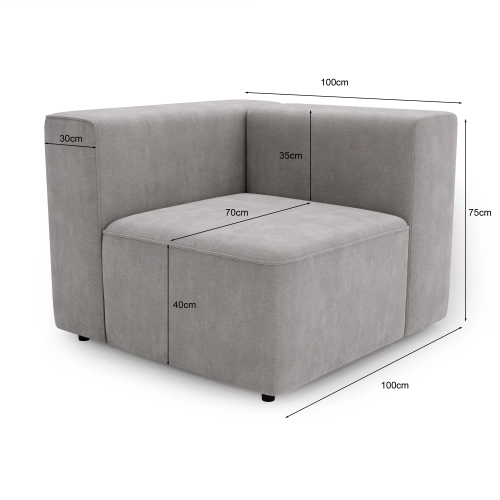 Seitenmodul Luss L 90 mit Armlehne, boucle I MONONI.PL