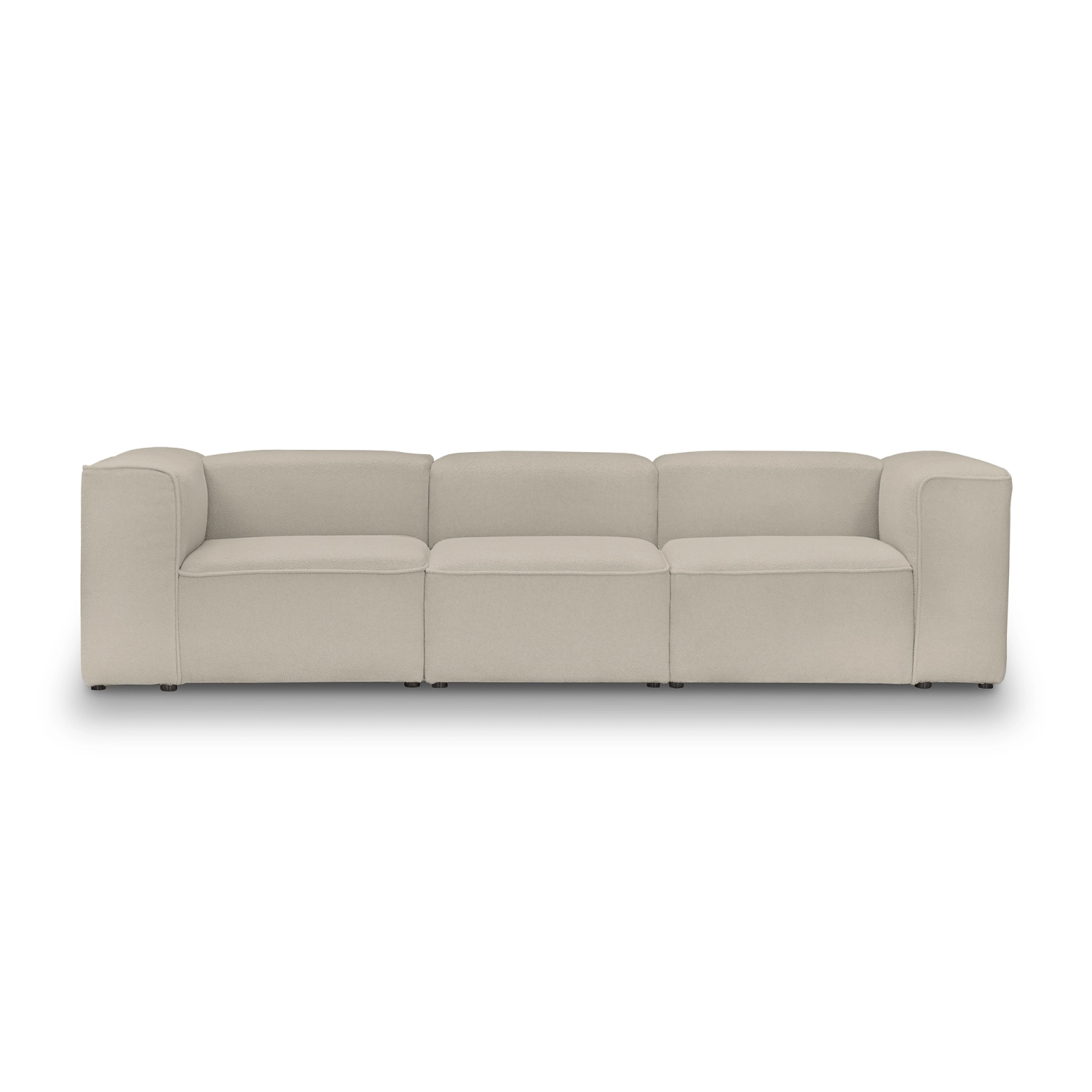 Wygodna sofa modułowa 330x100 cm Luss jasnobeżowa boucle I MONONI.PL