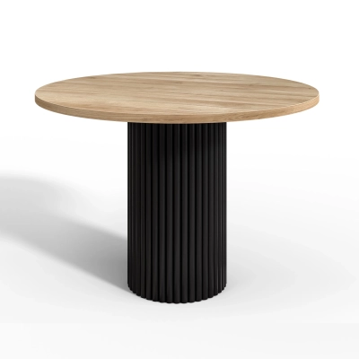 Oreo stół okrągły fi 100 cm dąb naturalny na metalowej kolumnie