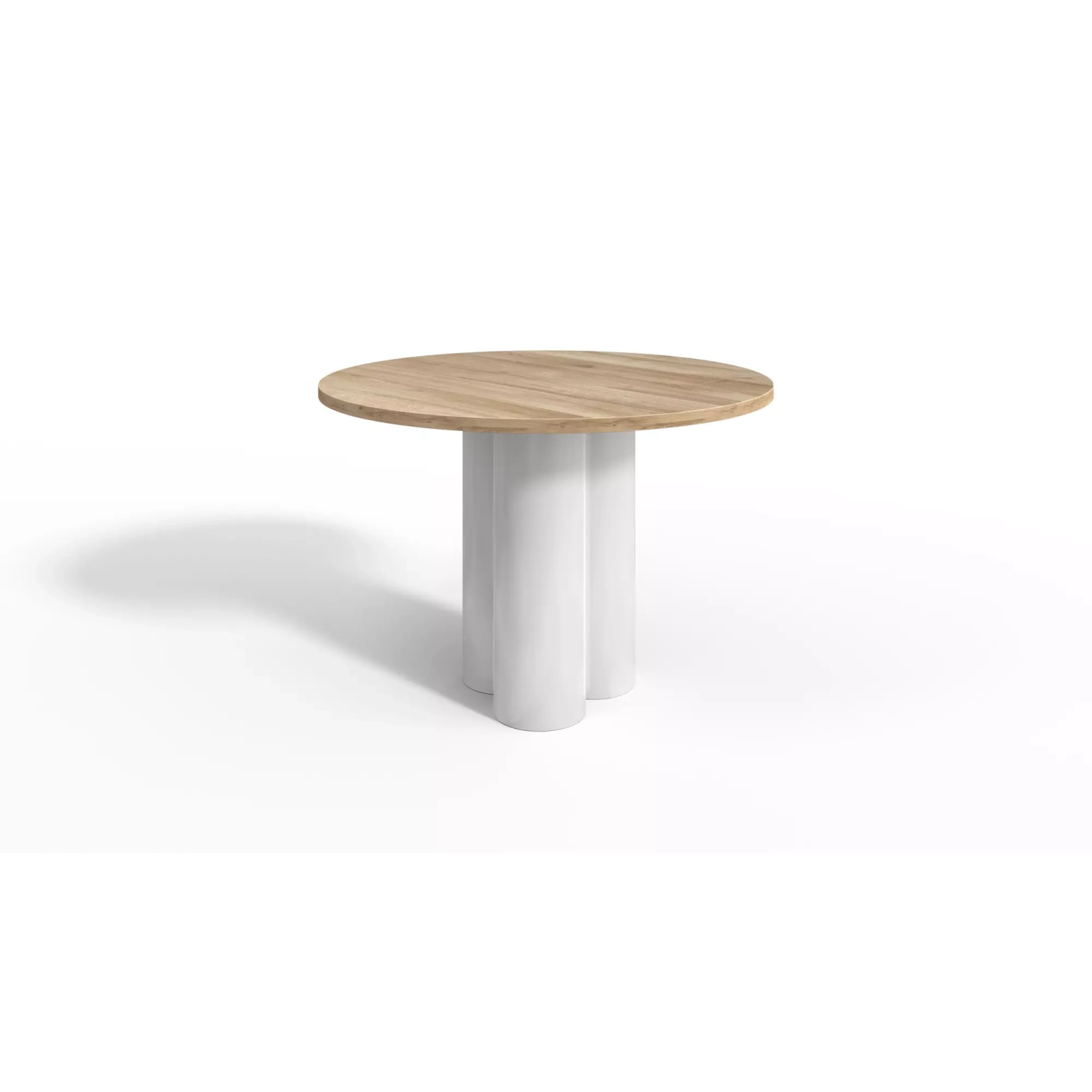 Como stół okrągły fi 100 cm dąb naturalny na metalowej potrójnej kolumnie