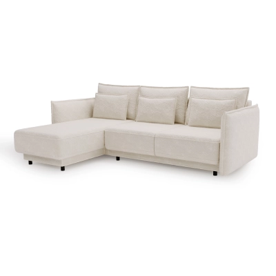 Ecksofa 247x187 mit Schlaffunktion Lorena boucle creme |MONI.PL