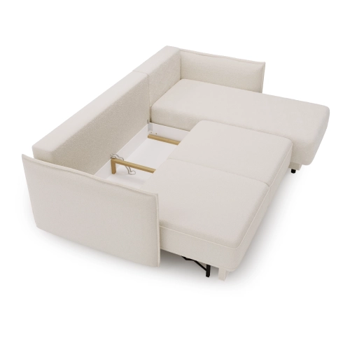 Ecksofa 247x187 mit Schlaffunktion Lorena boucle creme |MONI.PL