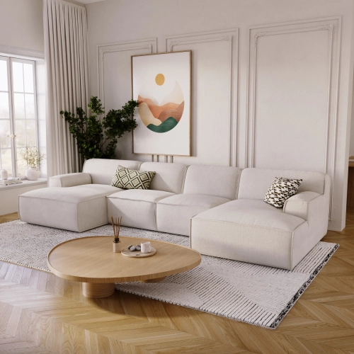Modulares Ecksofa U Look 5-Sitzer, 380x160 cm, beige I MONONI.PL