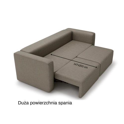 Nowoczesna sofa z funkcją spania Luss 224x102 kawowa I MONONI.PL