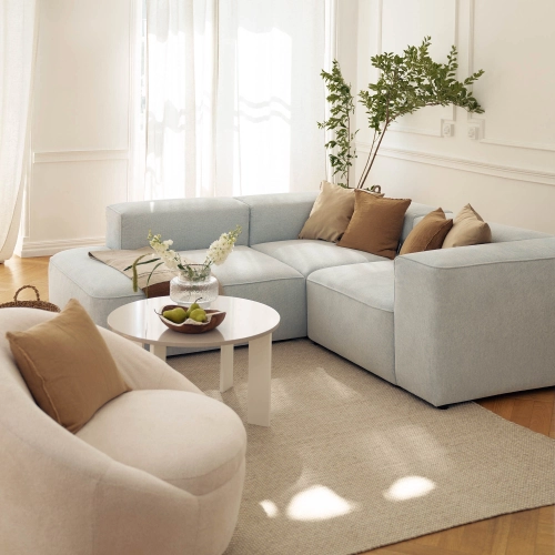 Bequemes kleines Ecksofa 220x210 cm Luss beige Chenille I MONONI.PL