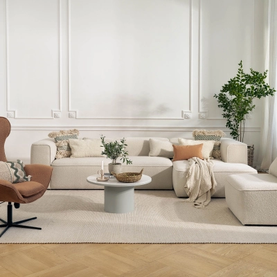 Szary narożnik  modułowy Luss  3 osobowy 320x160 cm boucle I MONONI.PL