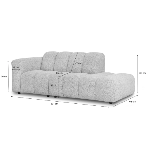 Sofa modułowa Bliss 228x108 cm lewostronna