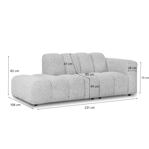 Sofa modułowa Bliss 228x108 cm prawostronna