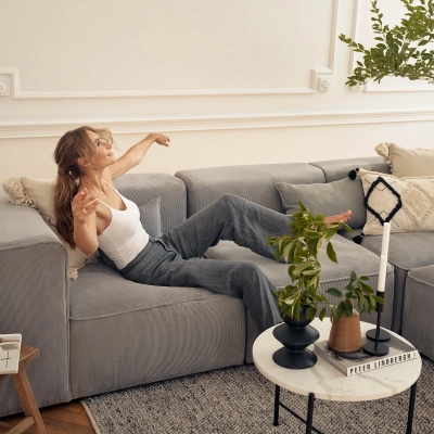Modulares 4-Sitzer-Ecksofa 290x210 cm Luss coffee boucle I MONONI.PL