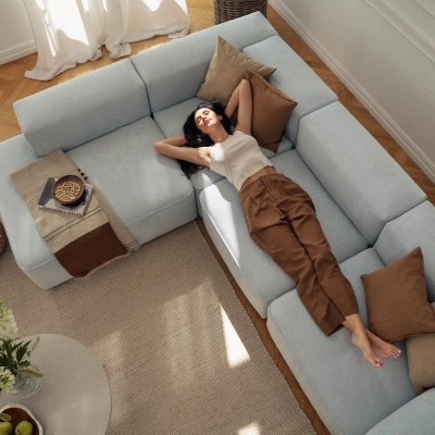 Modulares Ecksofa 290x210 cm Luss olivgrün Chenille I MONONI.PL