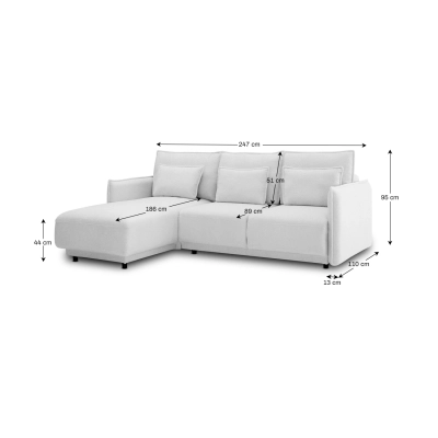 Ecksofa mit Schlaffunktion Lorena 247x187 cm linke Seite