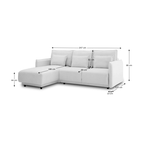 Ecksofa mit Schlaffunktion Lorena 247x187 cm linke Seite