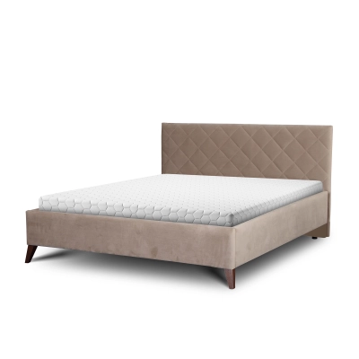Rea łóżko bez pojemnika na drewnianych nogach, tkanina welur