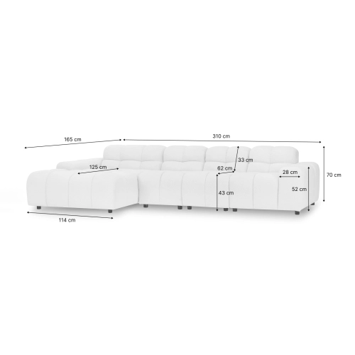 Modulares Ecksofa Amaris 310x165 cm beige boucle | MONONI.PL