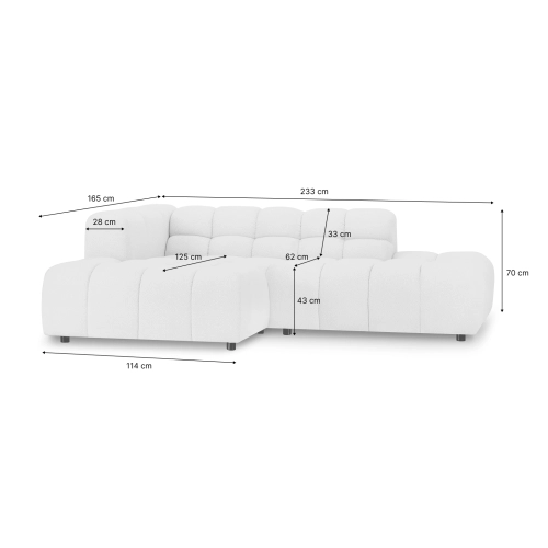 Narożnik modułowy otwarty Amaris 233x165 cm beżowy boucle | MONONI.PL