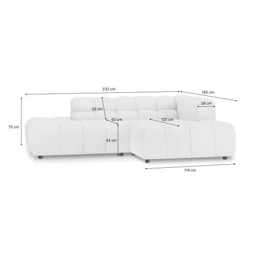 Modulares offenes Ecksofa Amaris 233x165 cm rechtsseitig | MONONI.PL