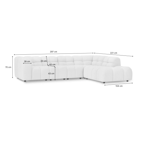 Modulares Ecksofa Amaris 297x221 cm linke Seite | MONONI.PL