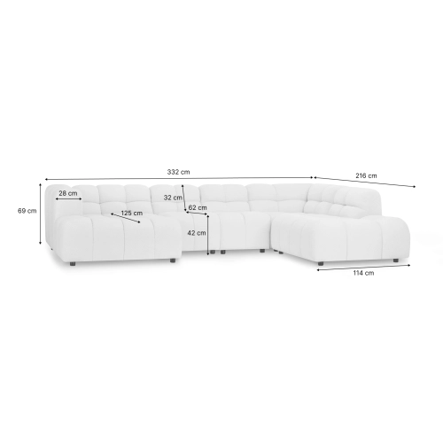 Modulares Ecksofa Amaris 328x221 cm rechtsseitig | MONONI.PL