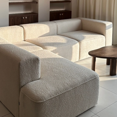 Modulares 4-Sitzer-Ecksofa 290x210 cm Luss coffee boucle I MONONI.PL